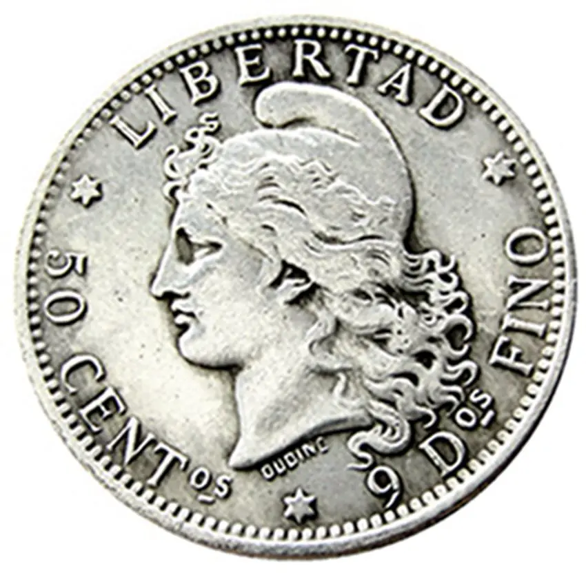 США 1883, Аргентина, половина доллара, Посеребренная копия монеты 
США 1883, Аргентина, половина доллара, Посеребренная копия монеты