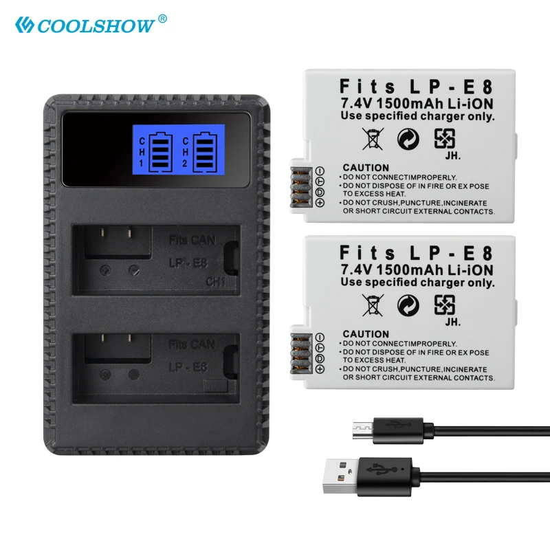 LP-E8 Camera Battery Charger for Canon EOS 600D 550D 650D 700D Kiss X5 X4 X6 X7 Rebel T3i T2i T4i T5i LPE8 1500Mah Batteries
LP-E8 Camera Battery Charger for Canon EOS 600D 550D 650D 700D Kiss X5 X4 X6 X7 Rebel T3i T2i T4i T5i LPE8 1500Mah Batteries