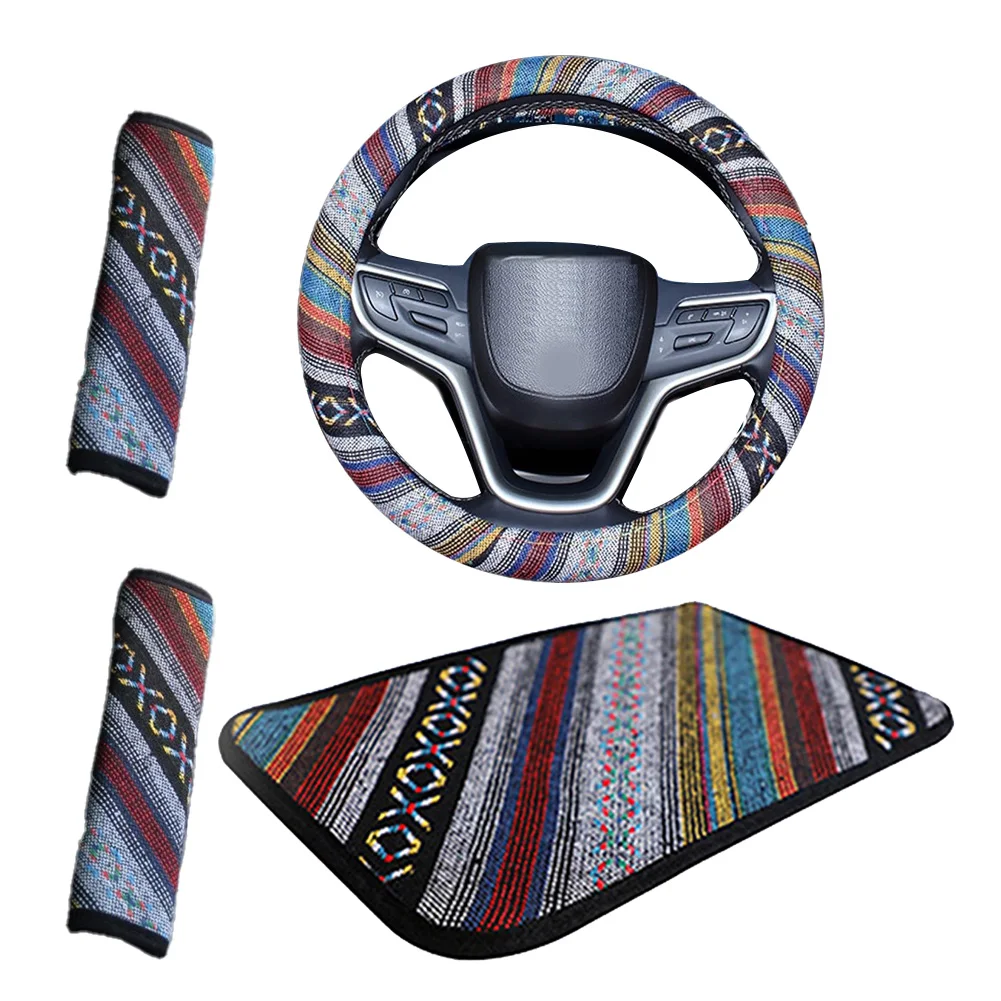 Stand Out with this 4PC Bohemian Style Car Accessories Bundle Steering Wheel Cover Cushion and Seatbelt Shoulder Pads
Stand Out with this 4PC Bohemian Style Car Accessories Bundle Steering Wheel Cover Cushion and Seatbelt Shoulder Pads