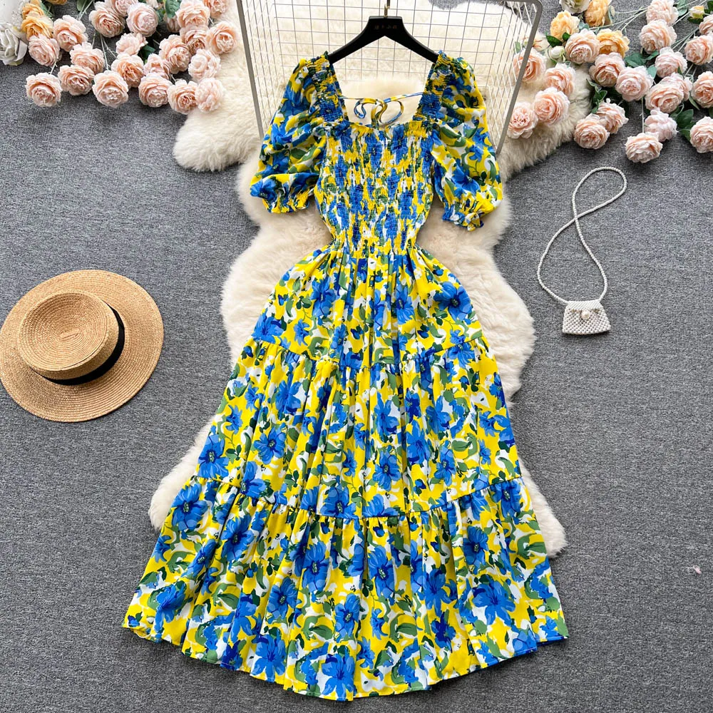Summer French Floral Dress Pleated Bubble Sleeves Niche Sweetness High-end Feel Skirt
Summer French Floral Dress Pleated Bubble Sleeves Niche Sweetness High-end Feel Skirt