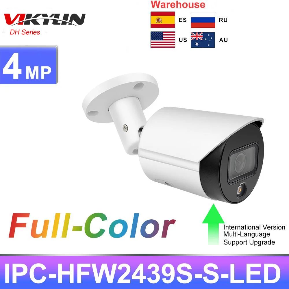 

Vikylin Dahua 4MP Full-Color Bullet IP Camera IPC-HFW2439S-SA-LED-S2 POE Built-in Mic SD Card Slot tripwire Surveillance Camera