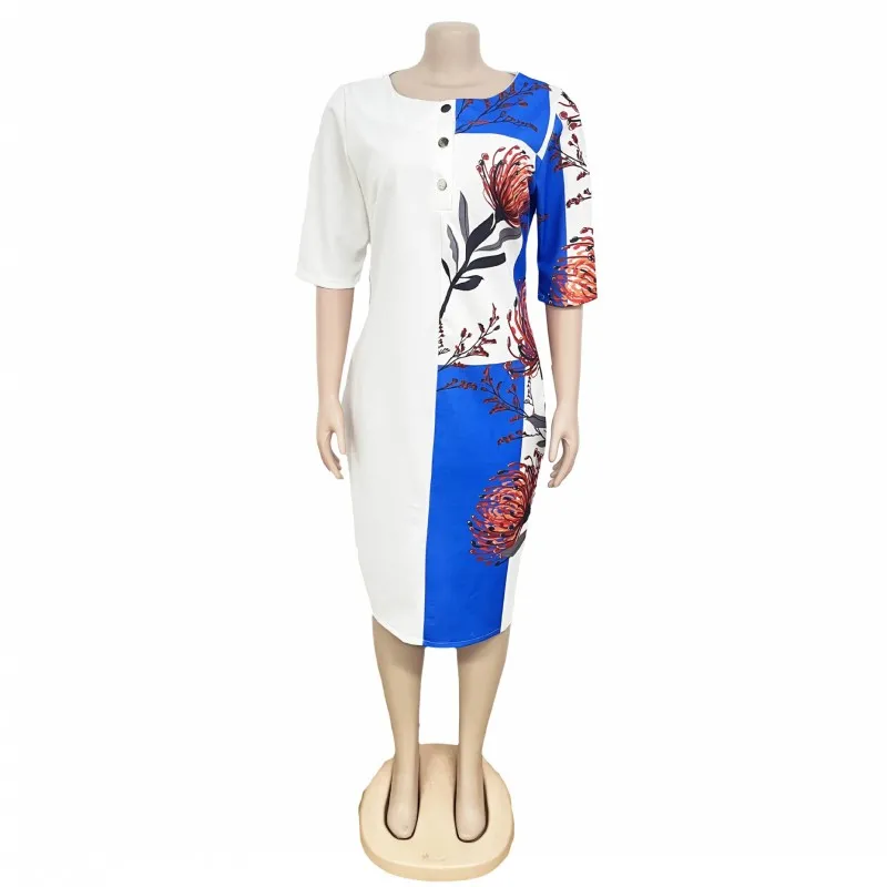 Fashion Flower Print Stitching Plus Size Dress Spring Summer New Dashiki African Dresses For Women Pencil African Clothing 5XL
Fashion Flower Print Stitching Plus Size Dress Spring Summer New Dashiki African Dresses For Women Pencil African Clothing 5XL