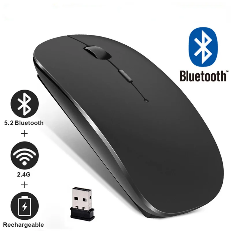 

Souris sans Rechargeable, Bluetooth, Mini Usb, 2.4Ghz, pour ordinateur portable, Macbook, périphérique silencieux Free shipping