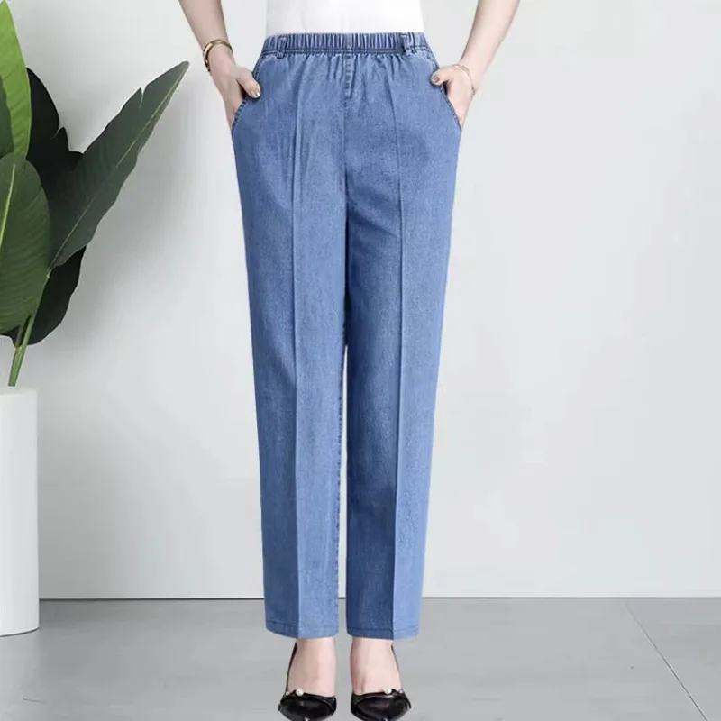 Middle-aged Jeans Women 2022 New Thin Section Cotton Elastic High Waisted Straight Loose Casual Fashion Nine-point Jeans
Middle-aged Jeans Women 2022 New Thin Section Cotton Elastic High Waisted Straight Loose Casual Fashion Nine-point Jeans