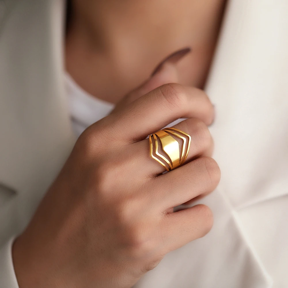 

Stainless Steel Ring Geometric Rhombus Antique Rings Anillos Elegant Fashion Rings For Women Jewelry Wedding Engagement Gifts