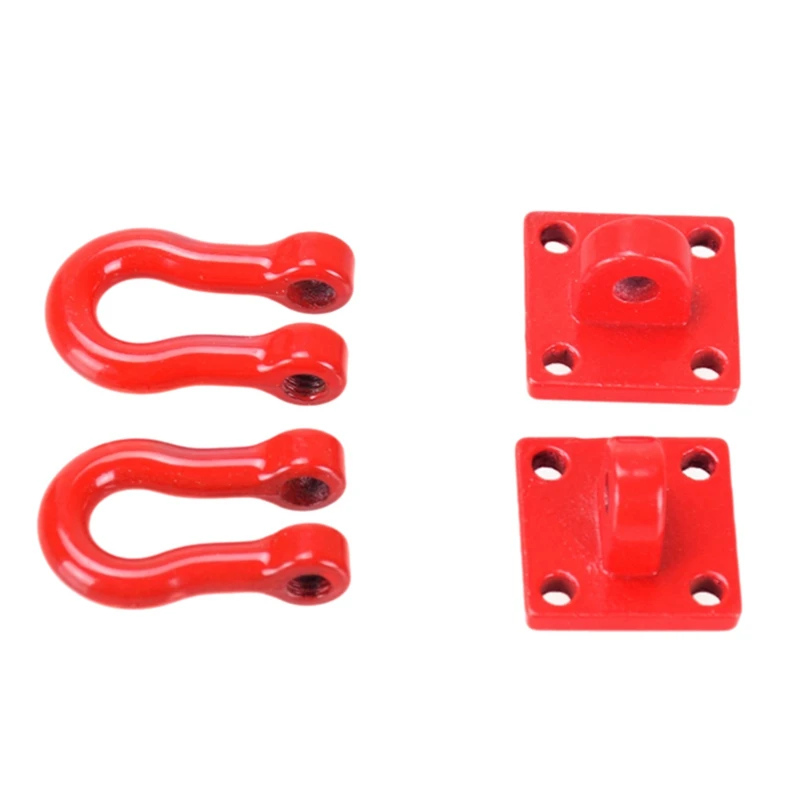 

16X Metal Climbing Trailer Tow Hook Hooks Buckle, Winch Shackles For 1/10 Scale RC Crawler Truck D90 SCX10 Car,Red