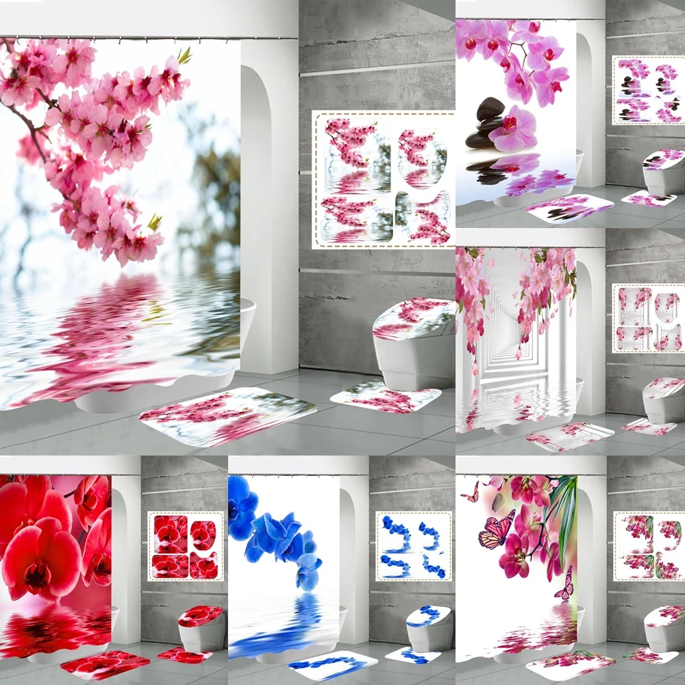 Peach Cherry Blossom Shower Curtain Set Pink Flower Floral Water Wave Reflection Bathroom Pastoral Rug Bath Mat Toilet Cover New
Peach Cherry Blossom Shower Curtain Set Pink Flower Floral Water Wave Reflection Bathroom Pastoral Rug Bath Mat Toilet Cover New