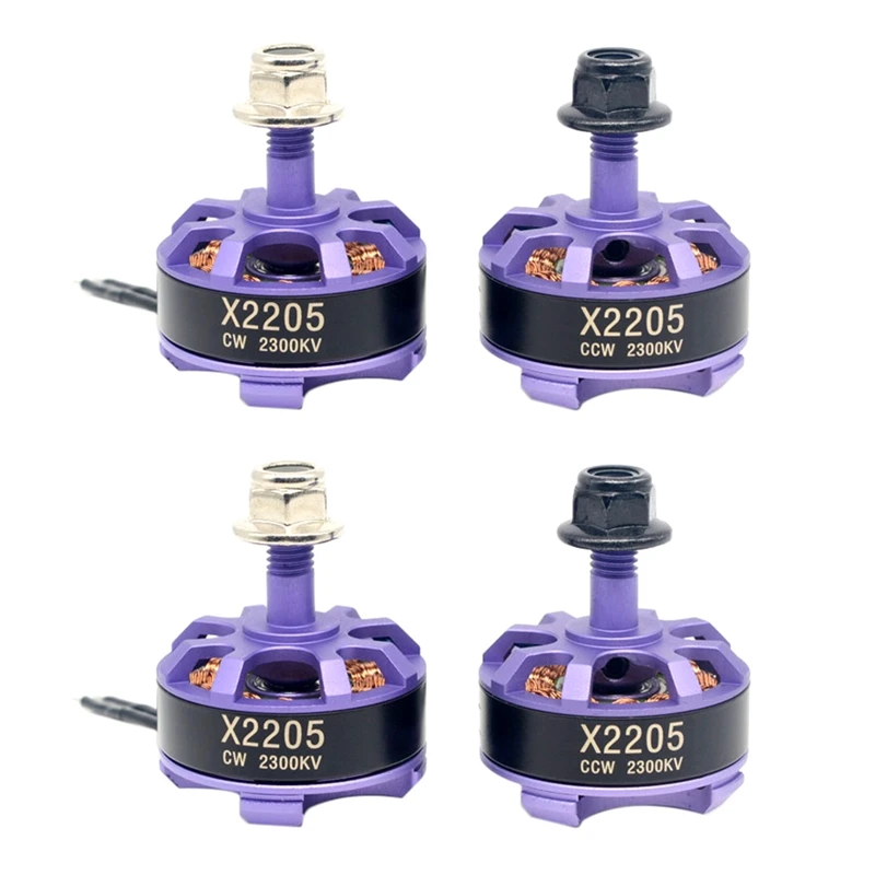 

4PCS Racing Edition 2205 2300KV 2-4S Brushless Motor CW CCW Purple for QAV250 ZMR250 260 Frame RC Racer Racing