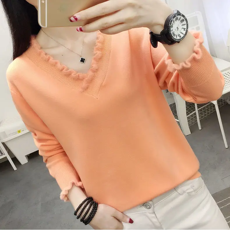 Orang V-collar Spring Fall Student Office Lady Pullover Warm Sweater Women's Sweaters Women Girl Pull Slim Top Outer Coat Cloth
Orang V-collar Spring Fall Student Office Lady Pullover Warm Sweater Women's Sweaters Women Girl Pull Slim Top Outer Coat Cloth