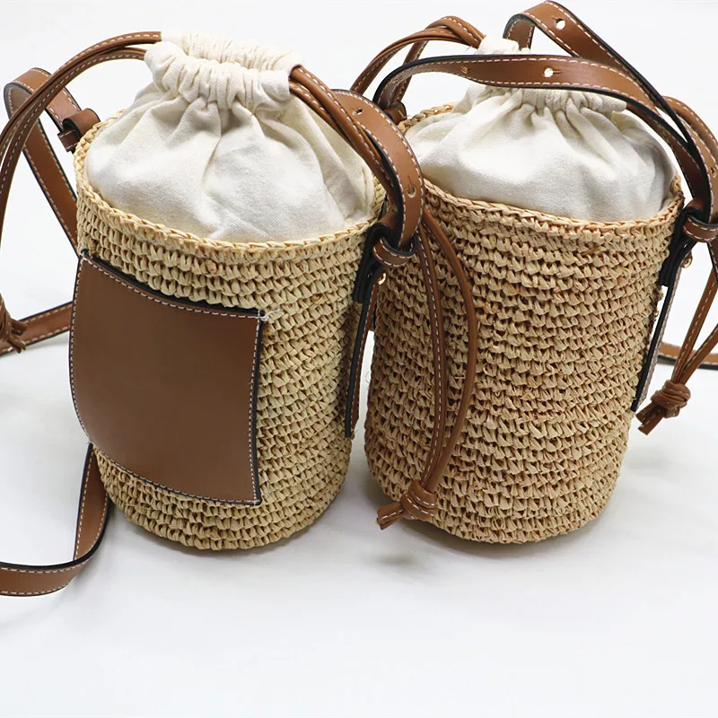 Bucket Shaped Straw Woven Bag Designer Female Bag Same Style Beach Bag Shoulder Messenger Bags Vacation Woven Female Bag
Bucket Shaped Straw Woven Bag Designer Female Bag Same Style Beach Bag Shoulder Messenger Bags Vacation Woven Female Bag