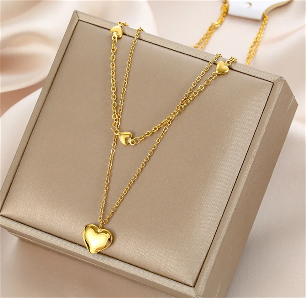 316L Stainless Steel Love Heart Pendant Titanium Temperament Double Layer Ladies Necklace Fashion Jewelry
316L Stainless Steel Love Heart Pendant Titanium Temperament Double Layer Ladies Necklace Fashion Jewelry