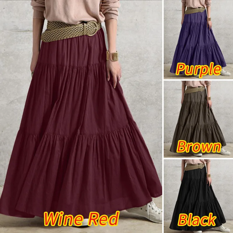 Women Long Skirts Casual Ruffles Female Vintage Maxi Skirt Cotton Linen Vestidos A-line Skirts Jupe Femme Streetwear mujer falda
Women Long Skirts Casual Ruffles Female Vintage Maxi Skirt Cotton Linen Vestidos A-line Skirts Jupe Femme Streetwear mujer falda
