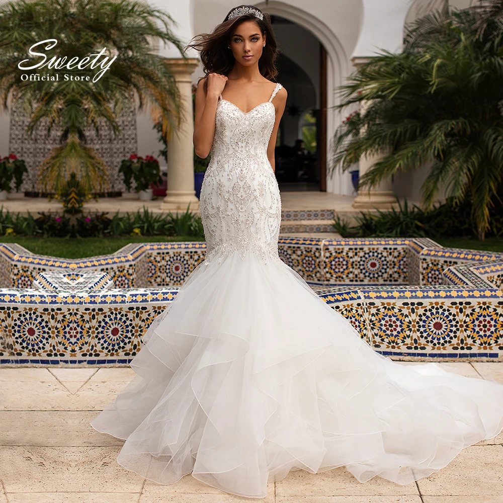 Luxury Wedding Dresses For Women 2022 Bride With Chiffon With Beading Mermaid Slim-line Sweetheart Spahrtti Strap bridal Gowns
Luxury Wedding Dresses For Women 2022 Bride With Chiffon With Beading Mermaid Slim-line Sweetheart Spahrtti Strap bridal Gowns