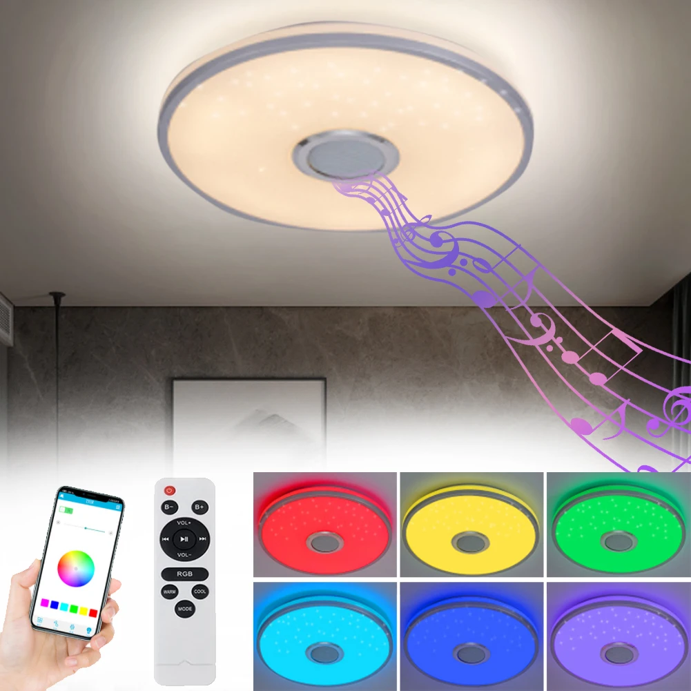 Modern RGB LED Ceiling Lights Home lighting 36W 60W APP bluetooth Music Light Bedroom Lamps Smart Ceiling Lamp+Remote Control
Modern RGB LED Ceiling Lights Home lighting 36W 60W APP bluetooth Music Light Bedroom Lamps Smart Ceiling Lamp+Remote Control