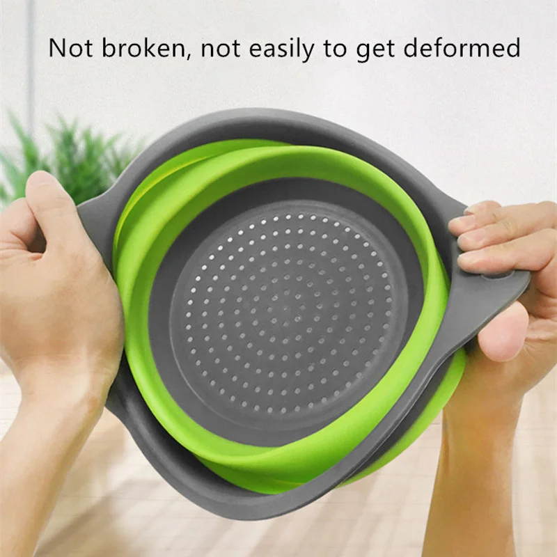 

Folding Silicone Drain Kitchen Gadget Utensils Foldable Strainer Fruit Wash Colander Accessories Drainer Noise Salad Spinner