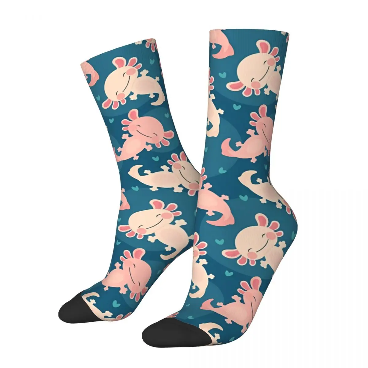 

Vintage Kawaii Axolotls Men's Socks Axolotl Pet Animal Unisex Novelty Pattern Printed Funny Crew Sock Gift