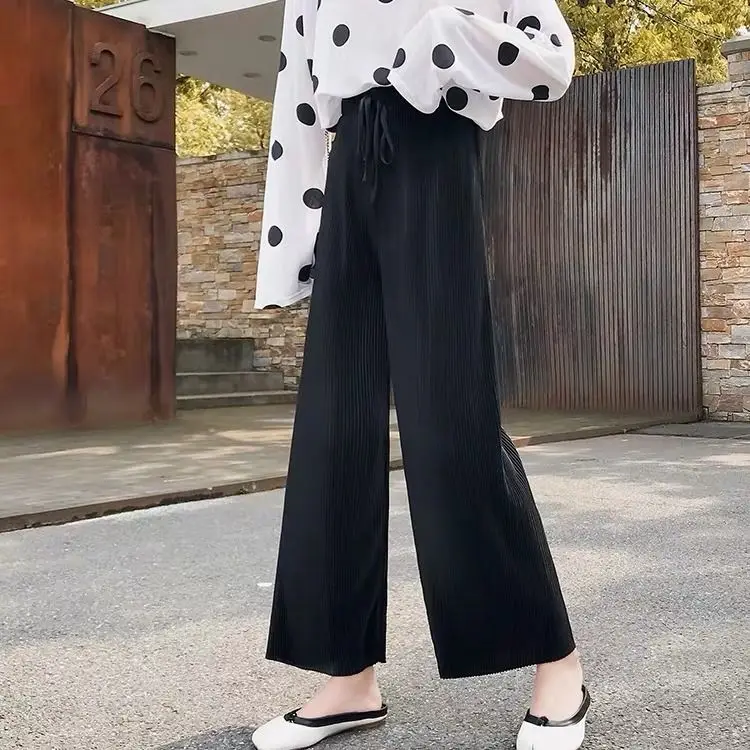 Women 2022 Spring Summer New High Waist Wide-leg Pants Female Students Casual Pants Ladies Solid Chiffon Straight Trousers T71
Women 2022 Spring Summer New High Waist Wide-leg Pants Female Students Casual Pants Ladies Solid Chiffon Straight Trousers T71