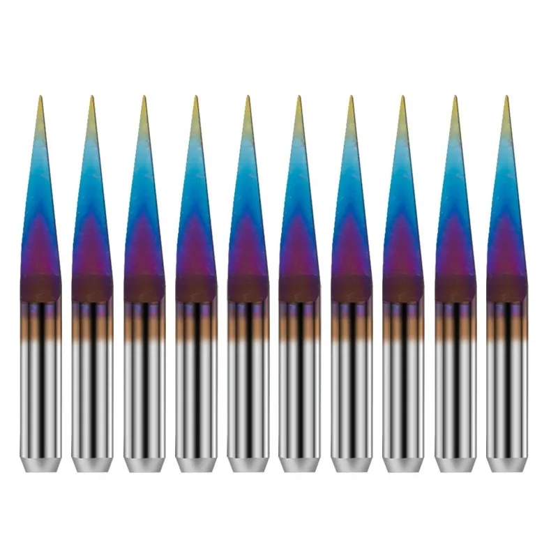 10pcs Engraving Bits 10° 0.1mm Knife Blue Coating Tungsten Carbide Milling Cutter For Processing Mould Plastic Fiber CNC
10pcs Engraving Bits 10° 0.1mm Knife Blue Coating Tungsten Carbide Milling Cutter For Processing Mould Plastic Fiber CNC