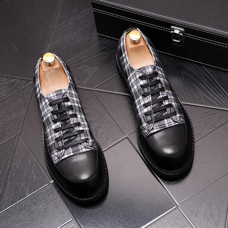 Leather shoes new men's fashion casual shoes round head lace up casual shoes inner heightening single shoes color matching retro
Leather shoes new men's fashion casual shoes round head lace up casual shoes inner heightening single shoes color matching retro