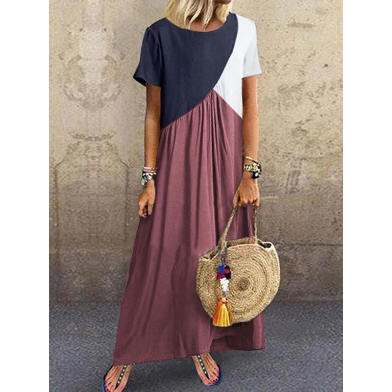 Summer New Fashion Beach O Neck Geometry Patchwork Women's Maxi Dress 2022 High Street Casual Loose Short Sleeve Woman Dresses
Summer New Fashion Beach O Neck Geometry Patchwork Women's Maxi Dress 2022 High Street Casual Loose Short Sleeve Woman Dresses