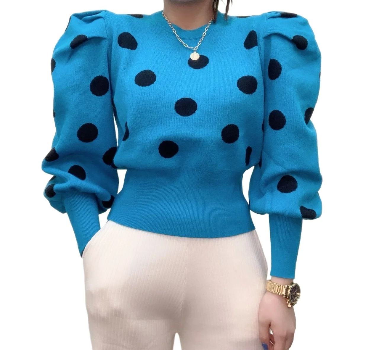 New Korean Puff Sleeve Women Pullover Knitwear 2022 Spring Autumn Polka Dot Winter Top Knitted O-Neck Sweater Bottom Jumper
New Korean Puff Sleeve Women Pullover Knitwear 2022 Spring Autumn Polka Dot Winter Top Knitted O-Neck Sweater Bottom Jumper
