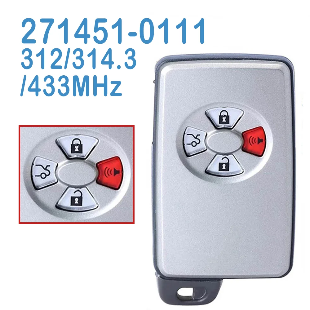 

271451-0111 Smart Keyless Remote 312/314.3/433MHz HYQ14AAF 89904-07030 3+1 Buttons Replace Car Key For Toyota Avalon 2005 2006