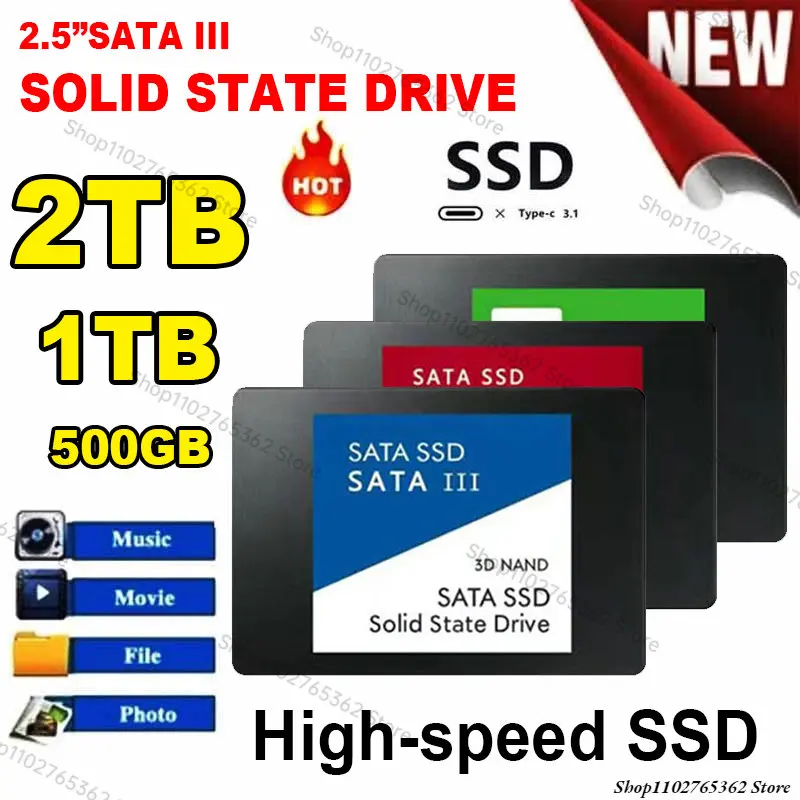 

Высокоскоростной твердотельный накопитель Sata3 SSD 1 ТБ, 2,5 дюйма, массовое хранилище 500 ГБ, 2 ТБ, 4 ТБ, внутренний Ssd-накопитель, жесткий диск для ноутбука