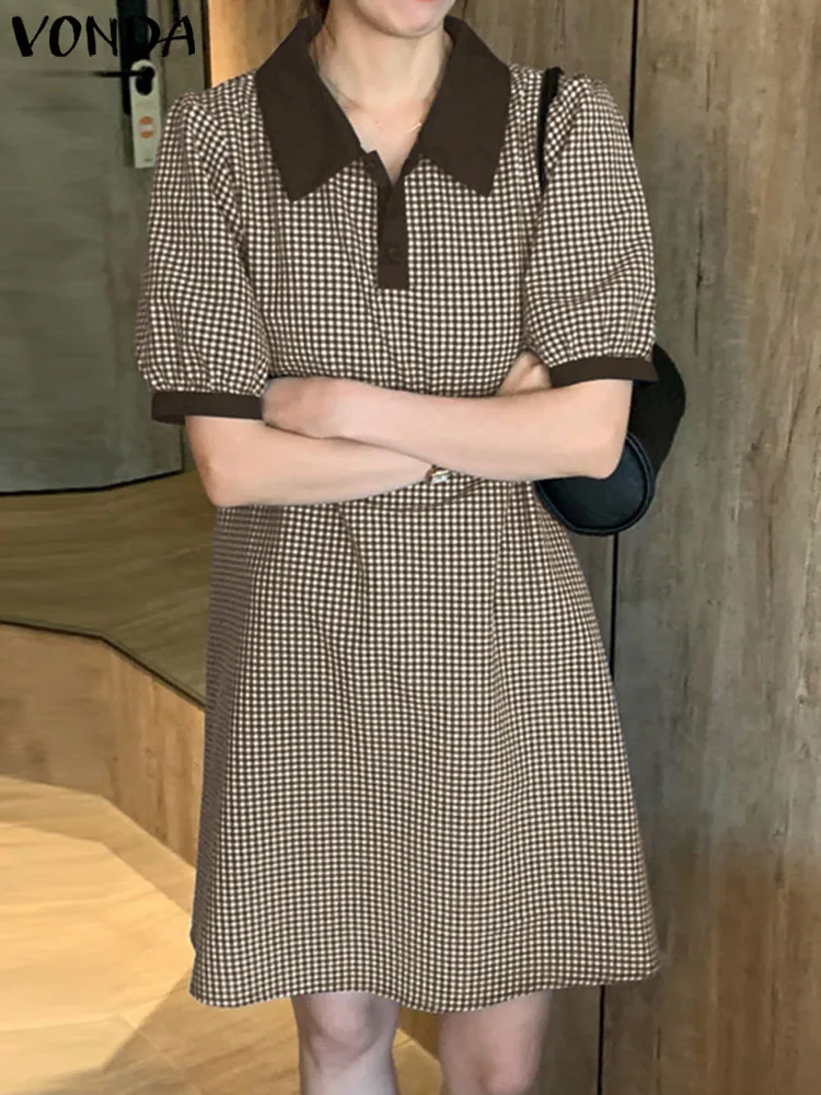 VONDA Summer Dress 2023 Fashion Women Short Sleeve Lapel Vintage Plaid Printed Beach Vestidos Bohemian Summer Sundress
VONDA Summer Dress 2023 Fashion Women Short Sleeve Lapel Vintage Plaid Printed Beach Vestidos Bohemian Summer Sundress