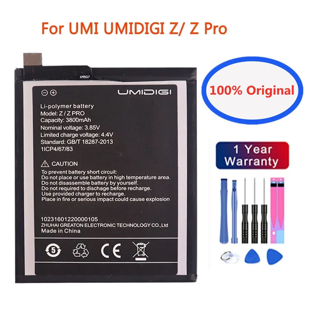 

New 100% Original 3800mAh 3.85V Replacement Battery For UMI UMIDIGI Z / Z Pro /ZPRO Mobile Phone Li-Polymer Li-ion Batteria