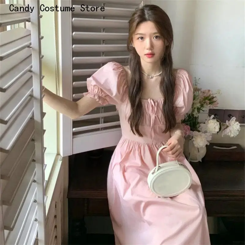 Puff Sleeve Dress Women Pink Sweet Solid Bow Hollow Out Korean Fashion Style Mid-Calf Elegant Basic Classic Leisure
Puff Sleeve Dress Women Pink Sweet Solid Bow Hollow Out Korean Fashion Style Mid-Calf Elegant Basic Classic Leisure