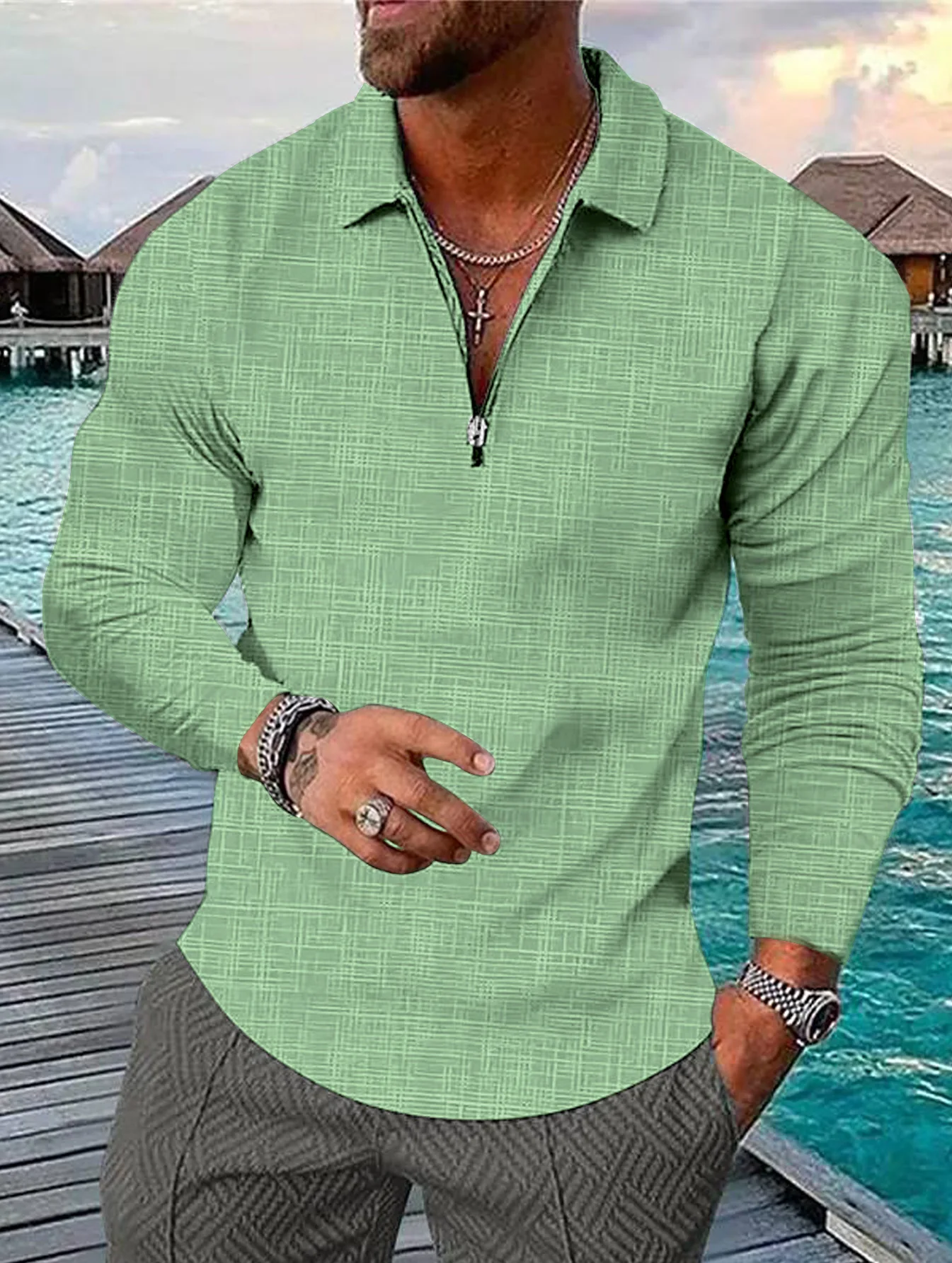 Men's New Autumn and Winter leisure Business zipper long-sleeved POLO Shirt
Men's New Autumn and Winter leisure Business zipper long-sleeved POLO Shirt