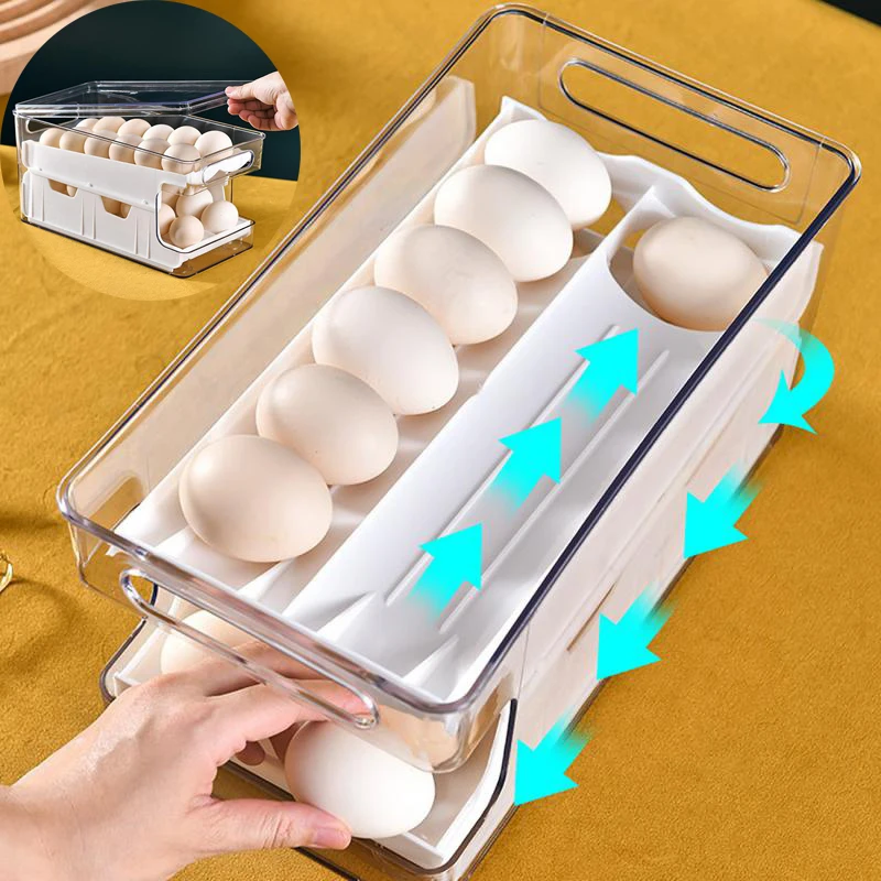 Tray Egg Transparent Refrigerator Holder Egg Double Box Storage Food Container Fresh-keeping Slide Refrigerator Type Egg Layer
Tray Egg Transparent Refrigerator Holder Egg Double Box Storage Food Container Fresh-keeping Slide Refrigerator Type Egg Layer