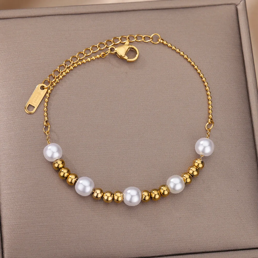 Punk Bangle Pearl Stainless Steel Bracelet Bracelet Bracelet Ladies Bead Chain Christmas Gift Dropshipping
Punk Bangle Pearl Stainless Steel Bracelet Bracelet Bracelet Ladies Bead Chain Christmas Gift Dropshipping
