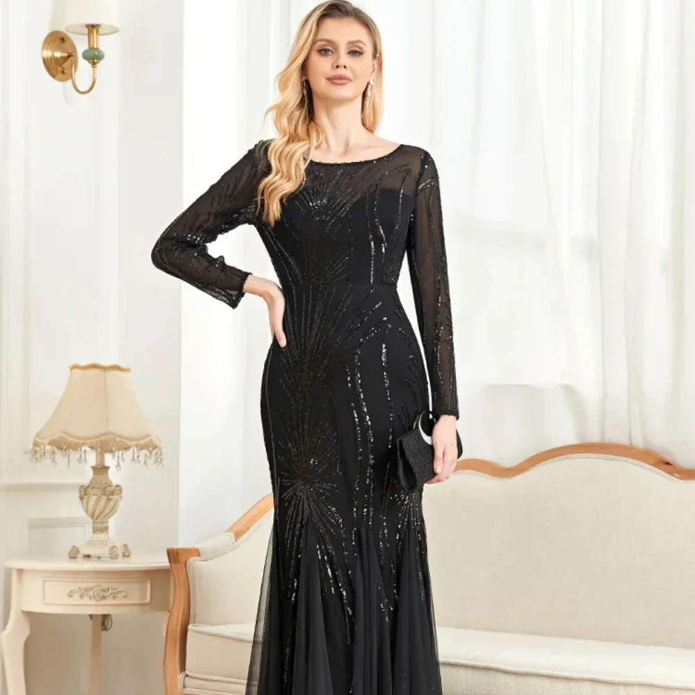 Elegant Evening Dress Long Sleeves Sequin Tulle Party Dresses New Luxury Mermaid Formal Occasion Vestido De Festa Mulher Luxo
Elegant Evening Dress Long Sleeves Sequin Tulle Party Dresses New Luxury Mermaid Formal Occasion Vestido De Festa Mulher Luxo
