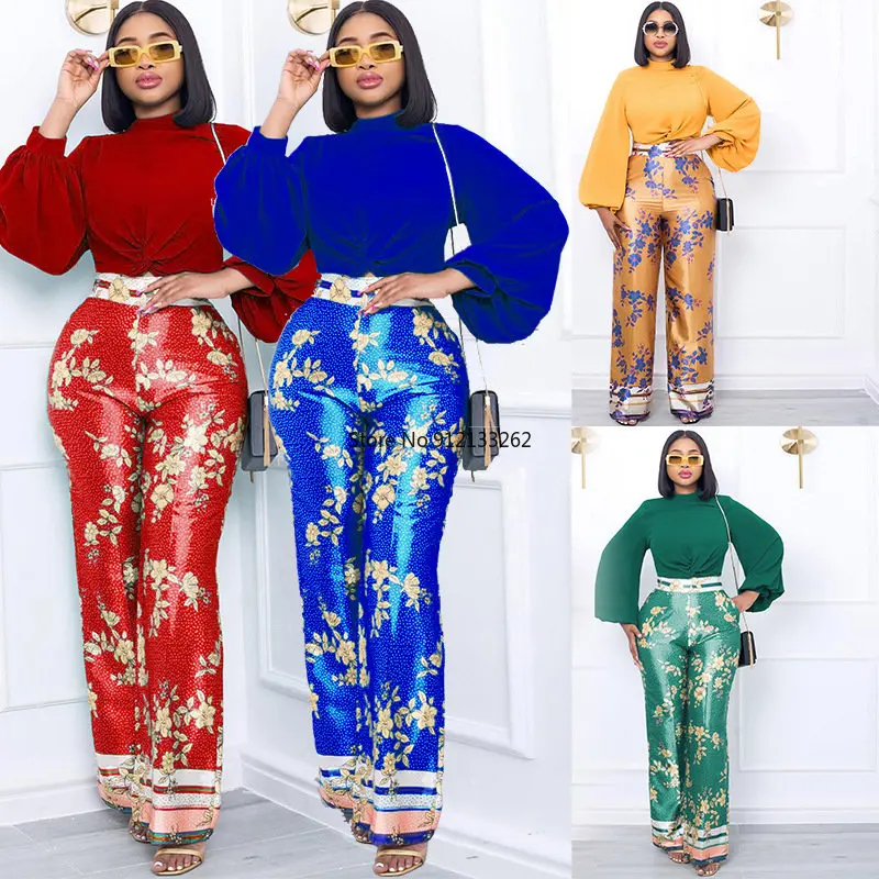 Autumn Winter African Clothes for Women African Women Long Sleeve O-neck Polyester Printing Two Pieces Sets Top and Long Pant
Autumn Winter African Clothes for Women African Women Long Sleeve O-neck Polyester Printing Two Pieces Sets Top and Long Pant