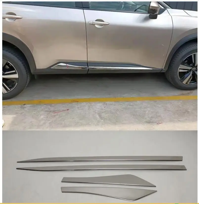 

For Nissan Xtrail X-trail Rogue 2021 2022 Stainless steel Car Door Body Side Moulding Garnish Chromium Trim Sticker
