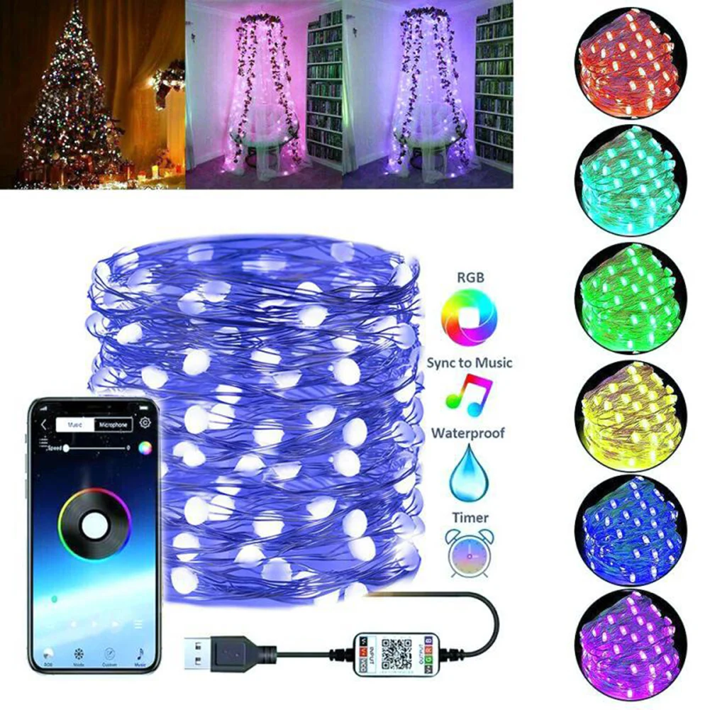 2/5/10//15/20m Copper Wire Lights Bluetooth-compatible App Fairy Garlands Light Waterproof Holiday Decorative Wedding Room Decor
2/5/10//15/20m Copper Wire Lights Bluetooth-compatible App Fairy Garlands Light Waterproof Holiday Decorative Wedding Room Decor