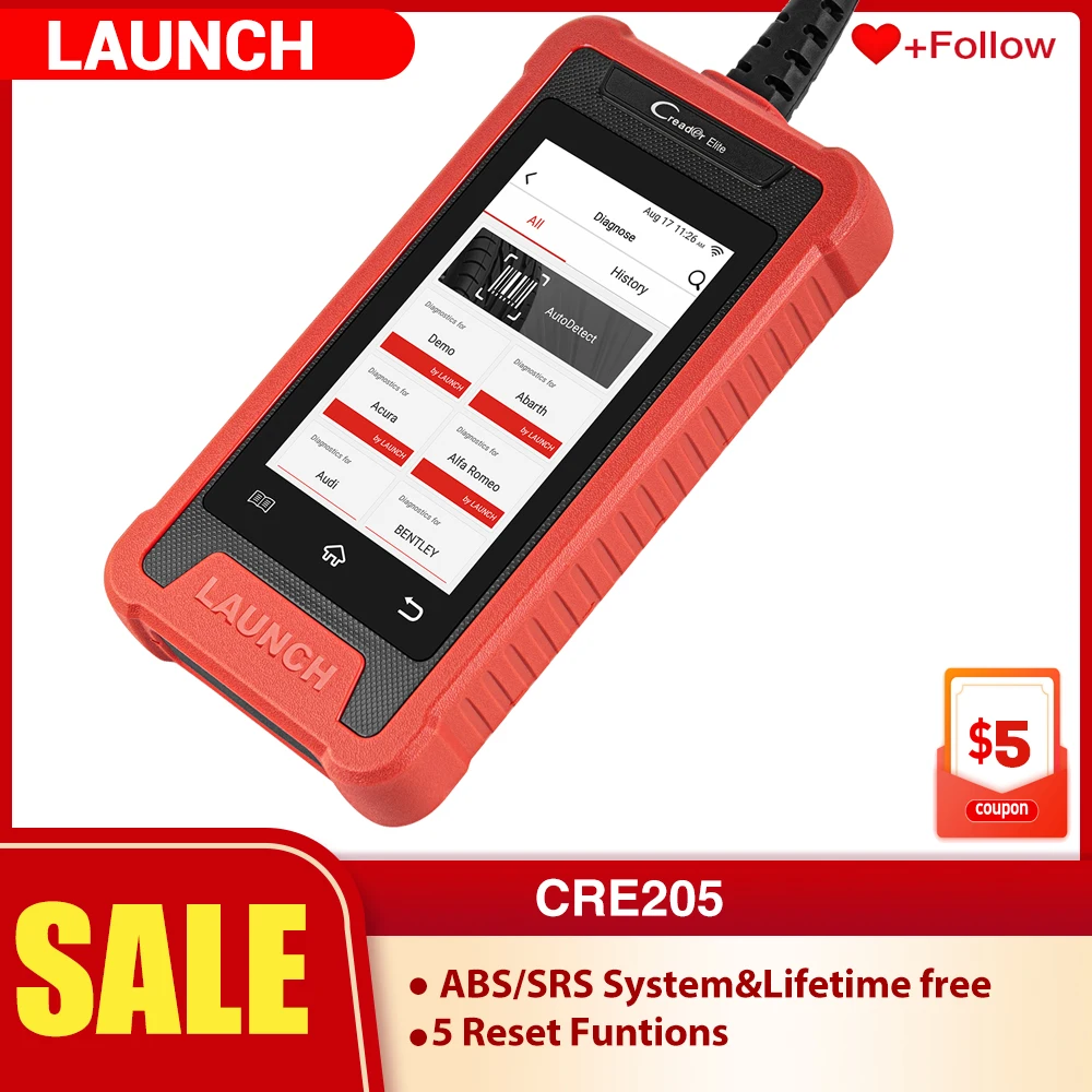 Диагностический сканер OBD2 LAUNCH X431 CRE205, OBD2 ABS прибор для считывания кодов подушек безопасности, прибор для диагностики TPMS SAS OIL EPB 5, сброс, беспл...
Диагностический сканер OBD2 LAUNCH X431 CRE205, OBD2 ABS прибор для считывания кодов подушек безопасности, прибор для диагностики TPMS SAS OIL EPB 5, сброс, беспл...