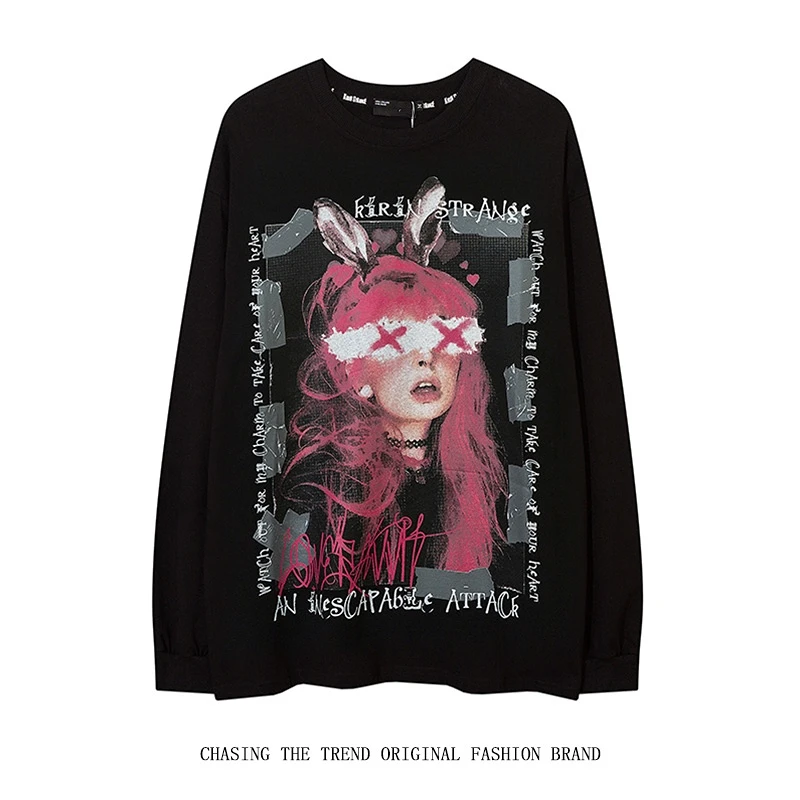 Harajuku High Street Character Print Long Sleeved T-Shirt Men Women Casual Personality Loose Oversize New Hip Hop Pullover Tops
Harajuku High Street Character Print Long Sleeved T-Shirt Men Women Casual Personality Loose Oversize New Hip Hop Pullover Tops