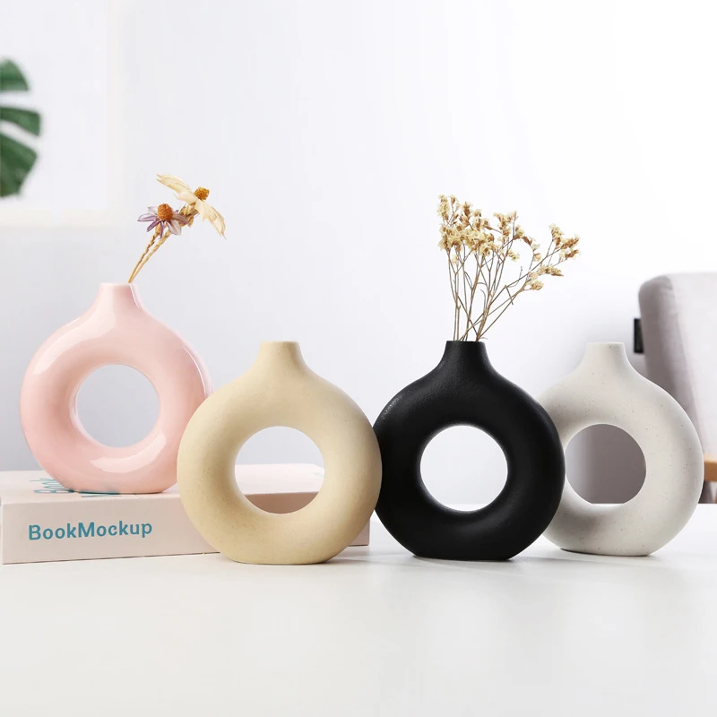 C2 Wedding Ceramic Donuts Vase Flower Gift Nordic Circular Pot Living Room Home Decoration Accessories Interior Desktop Decor
C2 Wedding Ceramic Donuts Vase Flower Gift Nordic Circular Pot Living Room Home Decoration Accessories Interior Desktop Decor