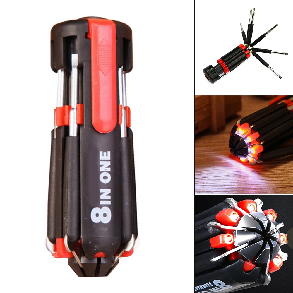 8In1 Slotted Cross Screwdriver LED Light Folding Multitool Repair DIY Tool Home Repair Outdoor Camping Portable Screwdriver Kit
8In1 Slotted Cross Screwdriver LED Light Folding Multitool Repair DIY Tool Home Repair Outdoor Camping Portable Screwdriver Kit