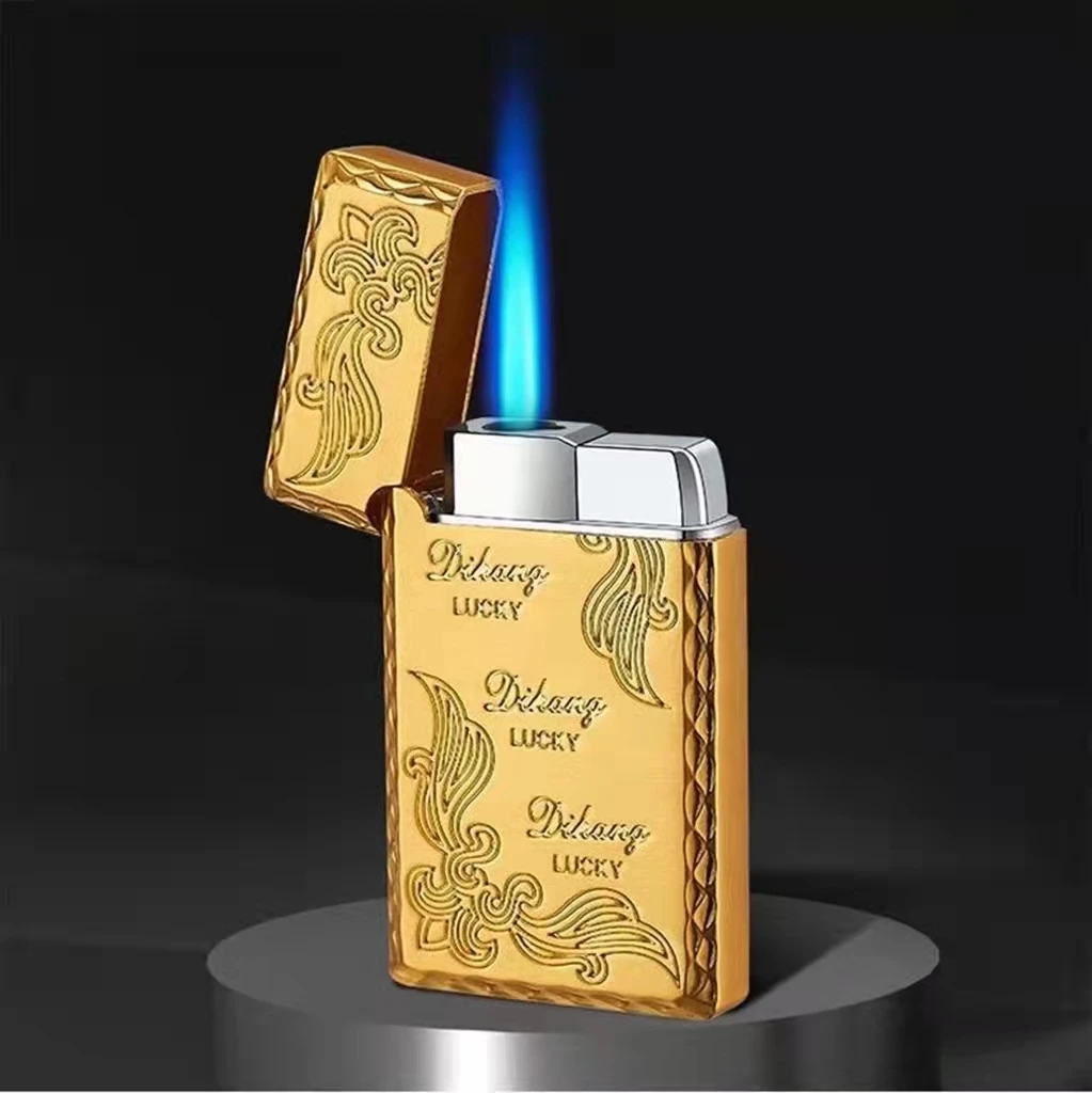 

Creative Carving Rich Flower Gas Lighter,Metal Square Blue Flame Igniter,Portable Camping Igniter,Smoking Accessorie Small Tools