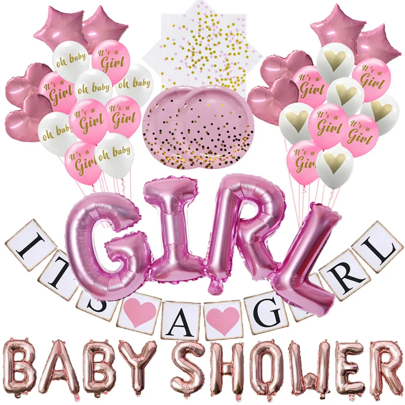 

Baby Shower Girl Boy Balloons It's A Girl Boy Banner Decor Gender Reveal Kids Gift Birthday Party Decorations Tableware Supplies