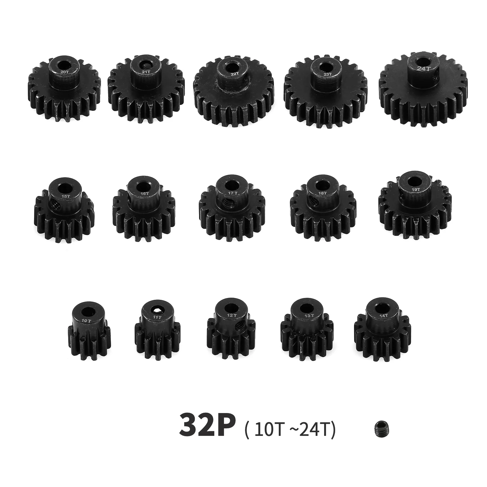 Steel 32P M0.8 3.175mm 10T 11T 13T 15T 17T 18T 20T 22T 24T Hardened Steel Metal Pinion Gear Motor Gear For 1/10 RC Model Car
Steel 32P M0.8 3.175mm 10T 11T 13T 15T 17T 18T 20T 22T 24T Hardened Steel Metal Pinion Gear Motor Gear For 1/10 RC Model Car