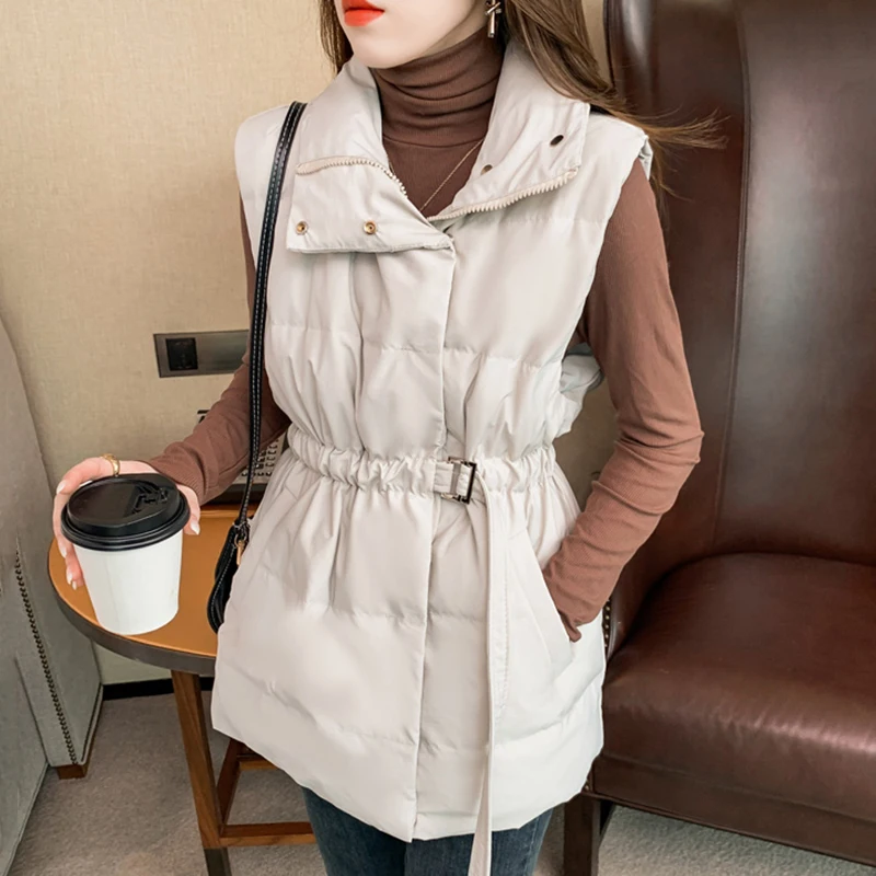 Stand Collar Women's Solid Fashionable Waisted Sleeveless Cotton Vest Coat Padded Jacket For Ladies Overcoat Winter Autumn
Stand Collar Women's Solid Fashionable Waisted Sleeveless Cotton Vest Coat Padded Jacket For Ladies Overcoat Winter Autumn