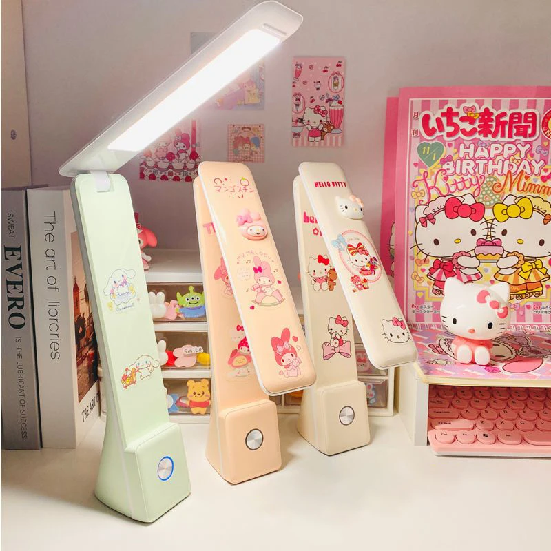 

Kawaii Sanrio Cinnamoroll Hello Kitty Folding Table Lamp Anime Figure Diy Usb Charging Smart Touch Stepless Dimming Girl Gift