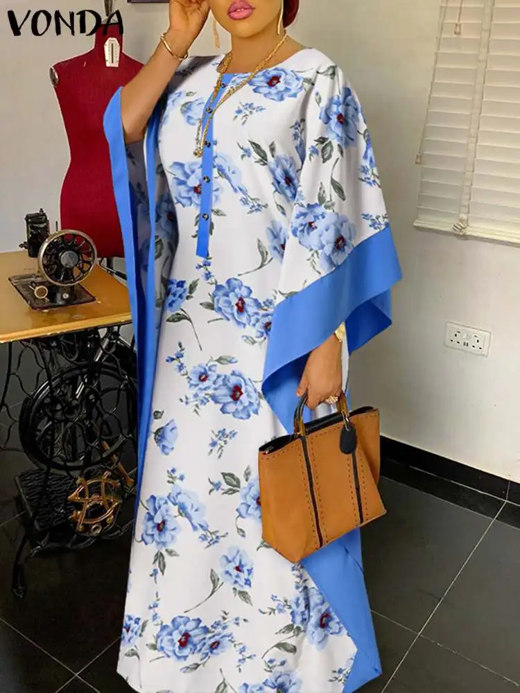 VONDA Bohemian Maxi Dress 2023 Summer Women 3/4 Bat Sleeve Floral Printed Sundress Robe Loose Vintage Pleated Holiday Vestidos 
VONDA Bohemian Maxi Dress 2023 Summer Women 3/4 Bat Sleeve Floral Printed Sundress Robe Loose Vintage Pleated Holiday Vestidos