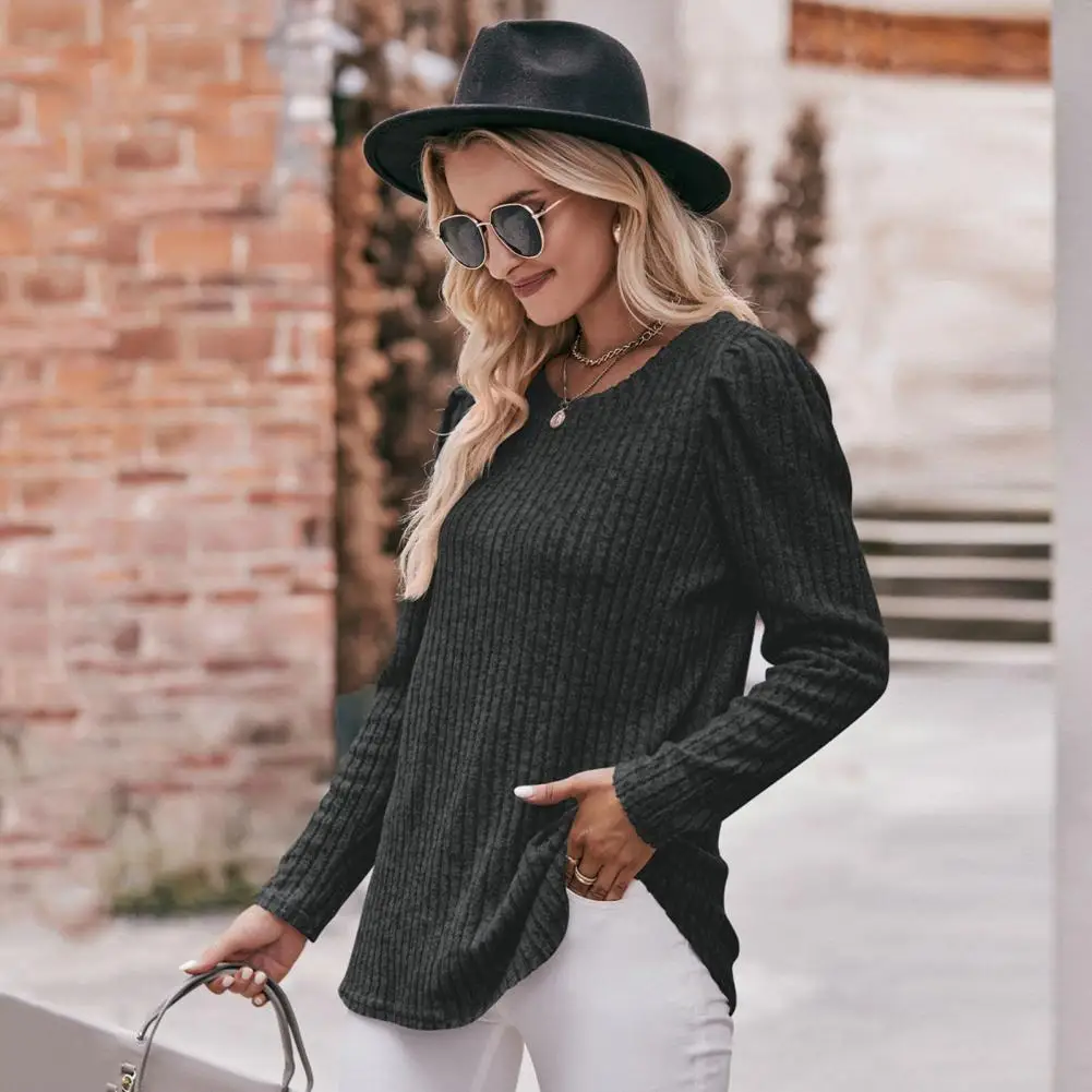 Lightweight Top Women Bottomingtop Cozy Bubble Sleeve Women's Mid-length T-shirt for Fall Winter Soft Thread Texture Solid Color
Lightweight Top Women Bottomingtop Cozy Bubble Sleeve Women's Mid-length T-shirt for Fall Winter Soft Thread Texture Solid Color