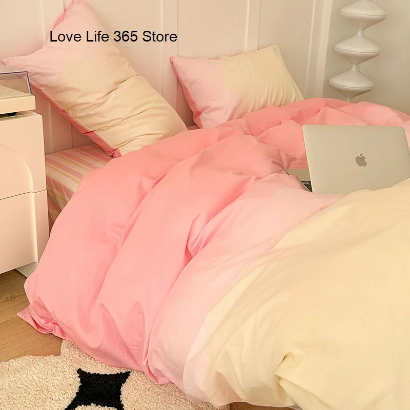 Gradation Pink Color Bedding Set Flat Bed Sheet Duvet Cover Single Double Full Queen King Bedclothes Ins Pure Bedroom Linen
Gradation Pink Color Bedding Set Flat Bed Sheet Duvet Cover Single Double Full Queen King Bedclothes Ins Pure Bedroom Linen