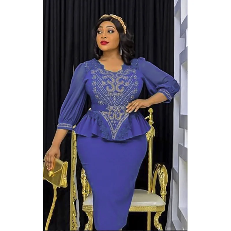 African Clothes for Women Spring Autumn African Women Three Quarter Sleeve V-neck Polyester Two Pieces Sets Top and Skirts L-3XL
African Clothes for Women Spring Autumn African Women Three Quarter Sleeve V-neck Polyester Two Pieces Sets Top and Skirts L-3XL
